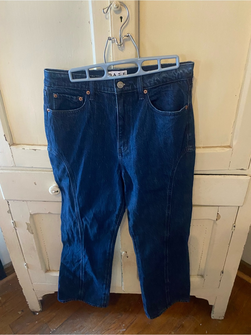 High-Rise Dark Blue Wide Leg Jeans
